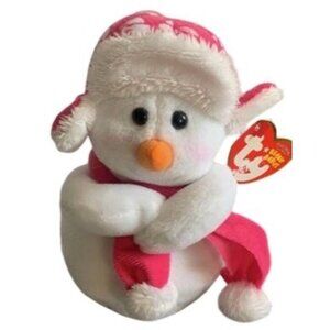 Ty Beanie Baby Ms. Snow Plush Winter Snowman Doll 5.5" Pink Hat & Scarf